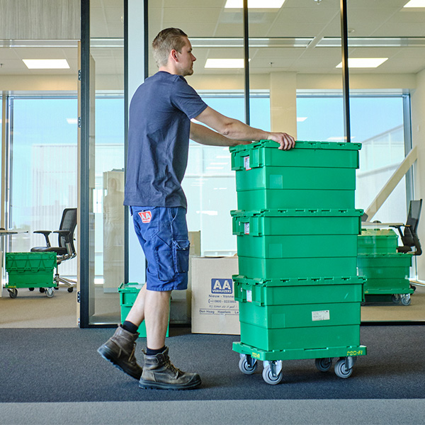 Verplaatsing opslagdozen bedrijfsverhuizing